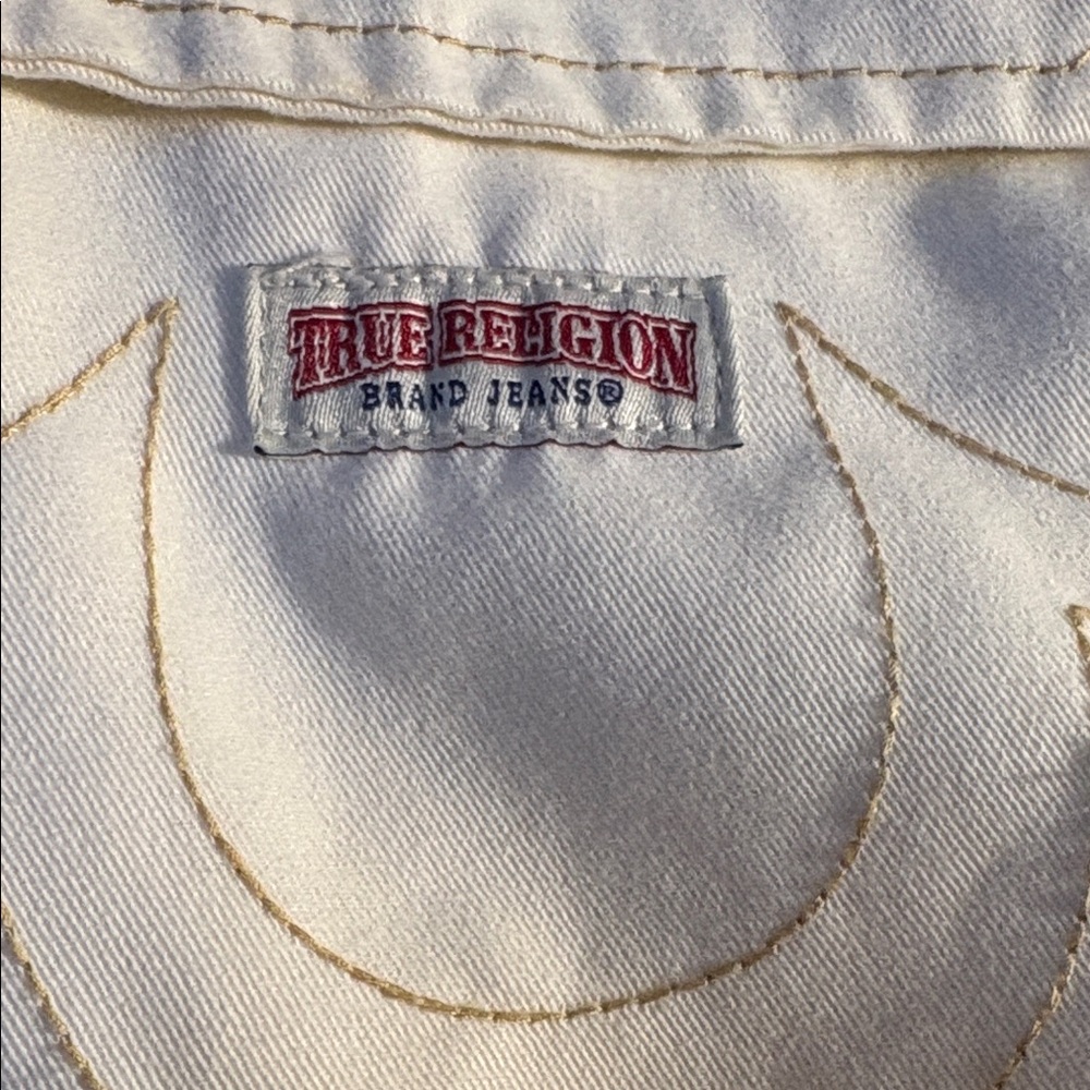 TRUE RELIGION Cream Utility Cargo Pants with Contrast Stitching!Womens 31, EUC